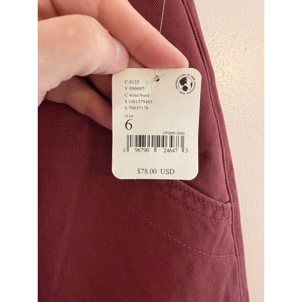 NWT Free People We The Free Cya Later Skate Trouser Pants Wine 100% Cotton 6 - Picture 4 of 9